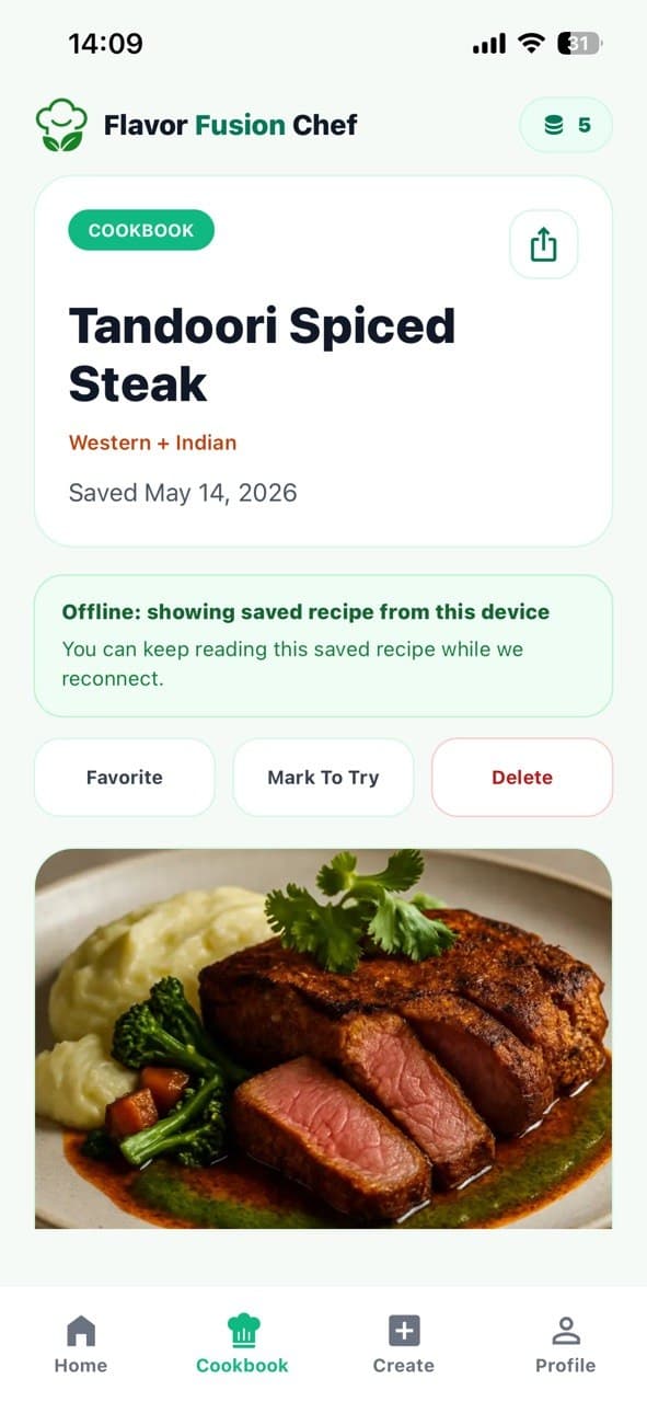 Cookbook screen