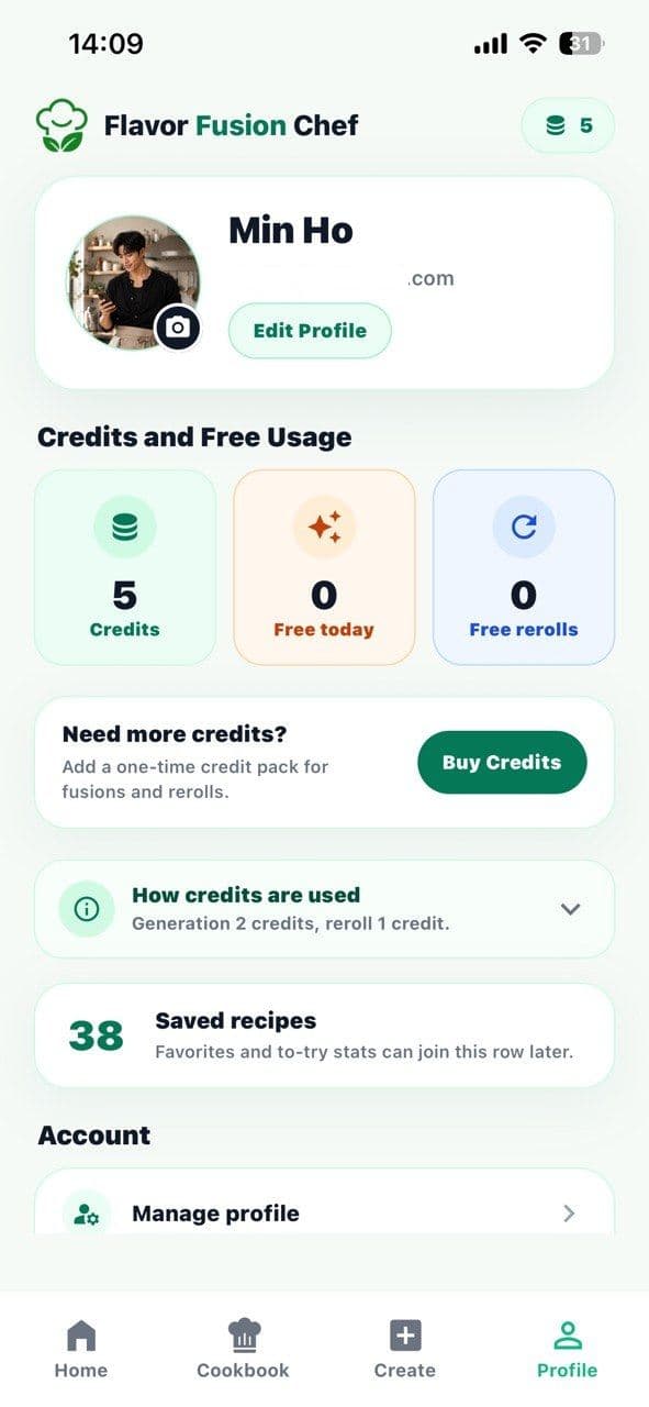 Profile screen